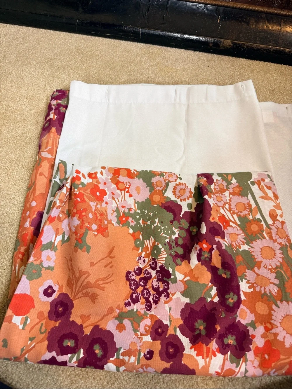 Opalhouse White and Orange Floral Shower Curtain Panel new without tags